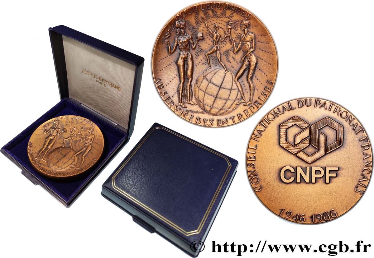 CINQUIÈME RÉPUBLIQUE Médaille, 40e anniversaire du Conseil national du patronat français SUP+