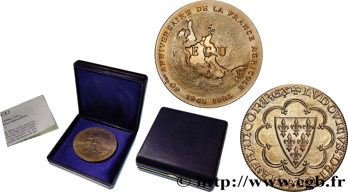 V REPUBLIC Médaille, Ecu, 85e anniversaire de la France agricole AU