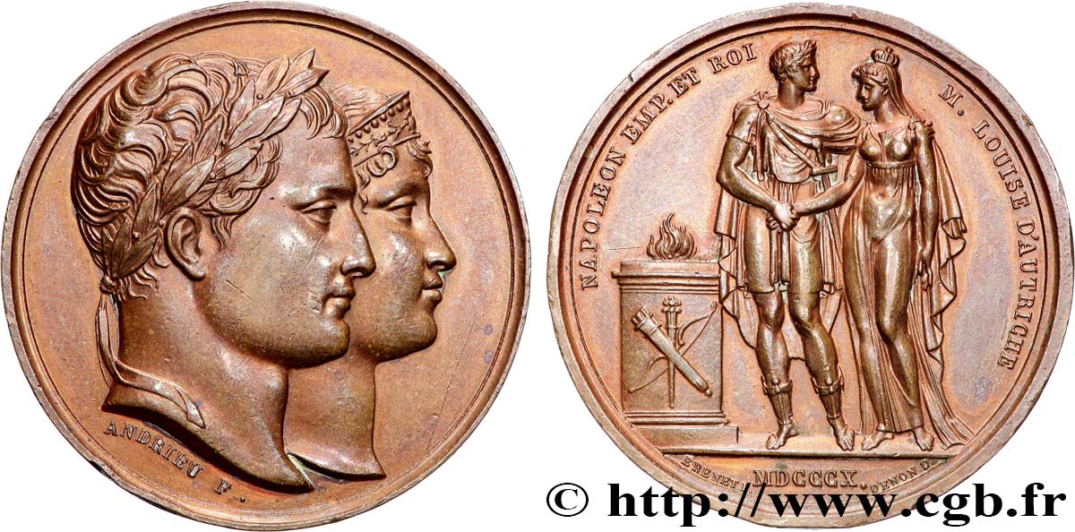 PRIMER IMPERIO Médaille, Mariage de Napoléon Ier et de Marie-Louise, refrappe MBC+