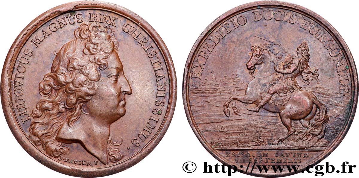 LOUIS XIV  THE SUN KING  Médaille, Prise de Brisach XF