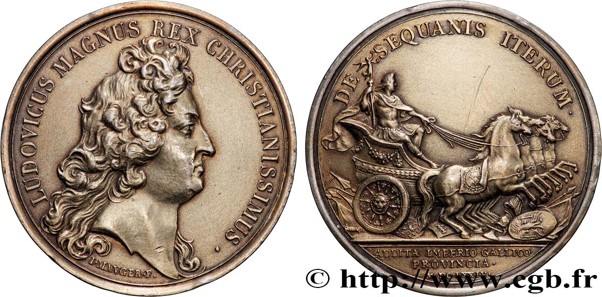 LOUIS XIV LE GRAND OU LE ROI SOLEIL Médaille, Seconde conquête de la Franche-Comté, refrappe TTB
