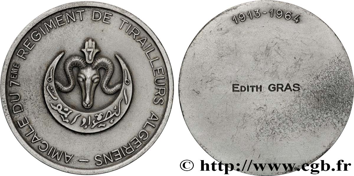 V REPUBLIC Médaille, Amicale du 7e régiment de tirailleurs algériens AU