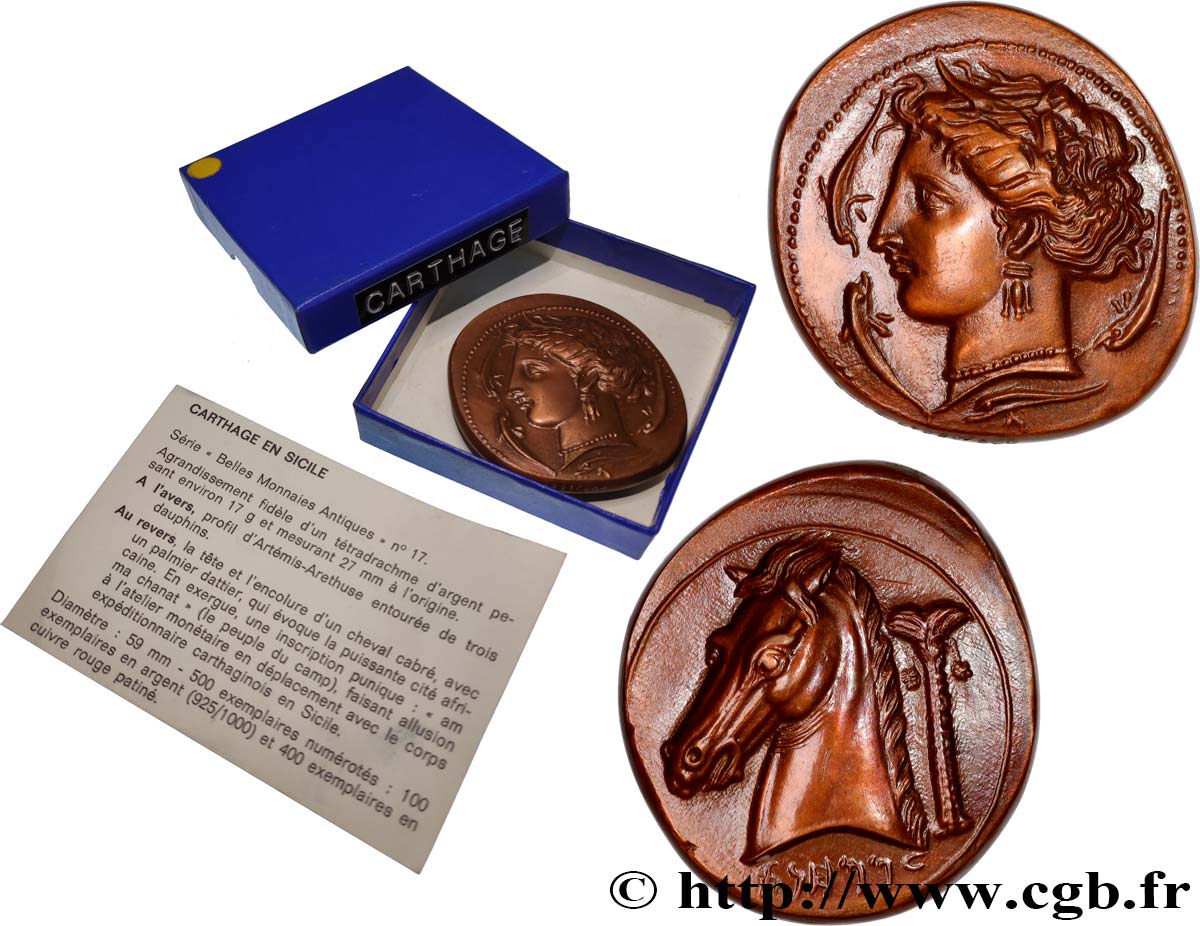 CINQUIÈME RÉPUBLIQUE Médaille antiquisante, Tétradrachme de Sicile, Lilybée, n°271 SUP