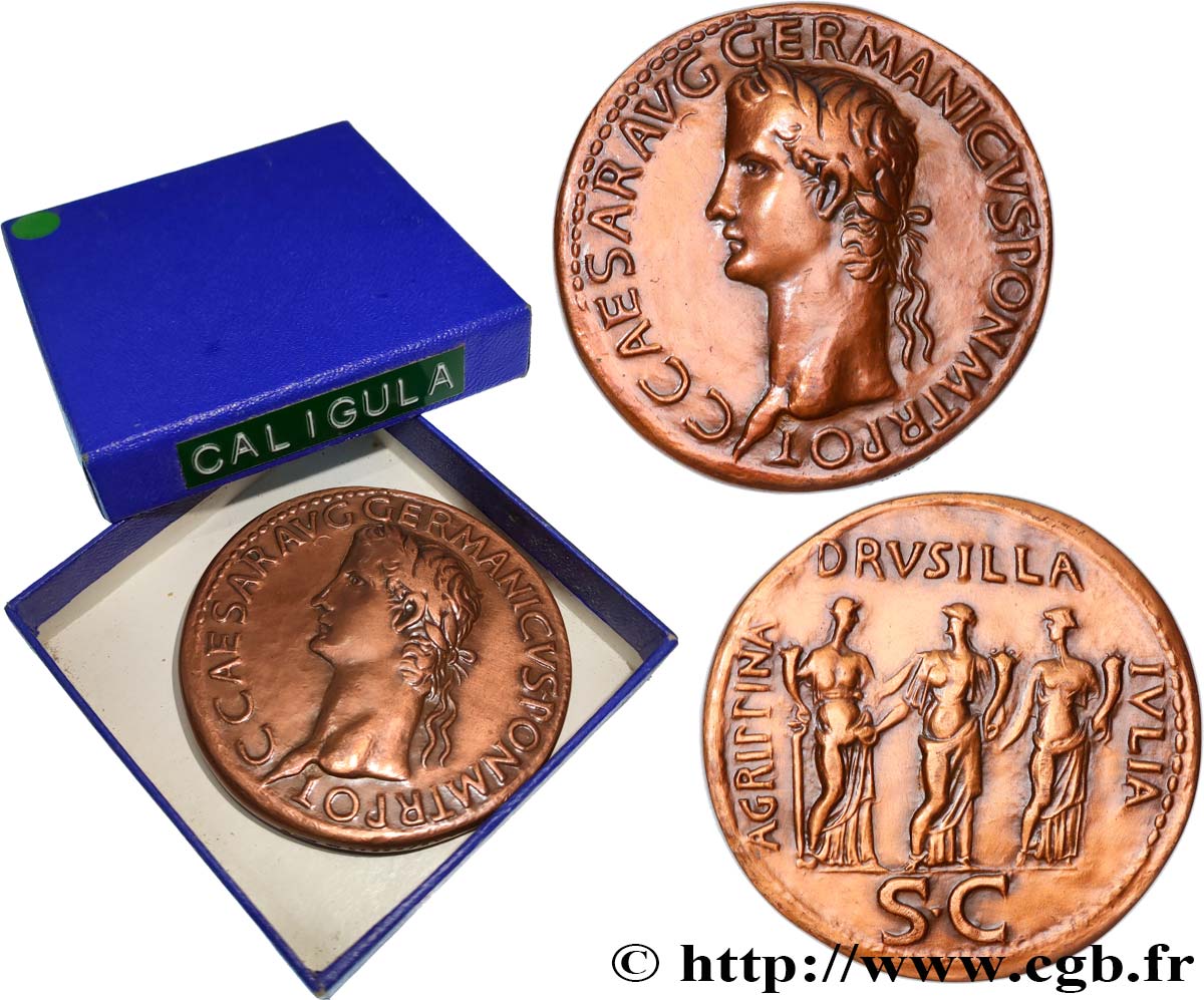 CALÍGULA Médaille, Reproduction du Padouan (FAUX SESTERCE) de Caligula EBC
