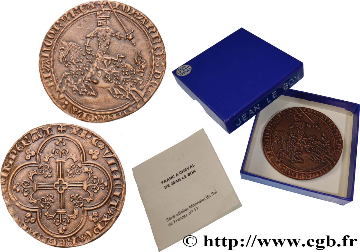 JEAN II LE BON Médaille, Franc à cheval, reproduction, n°294 SUP