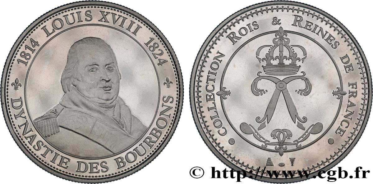 COLLECTION ROIS & REINES DE FRANCE Médaille, Louis XVIII fST