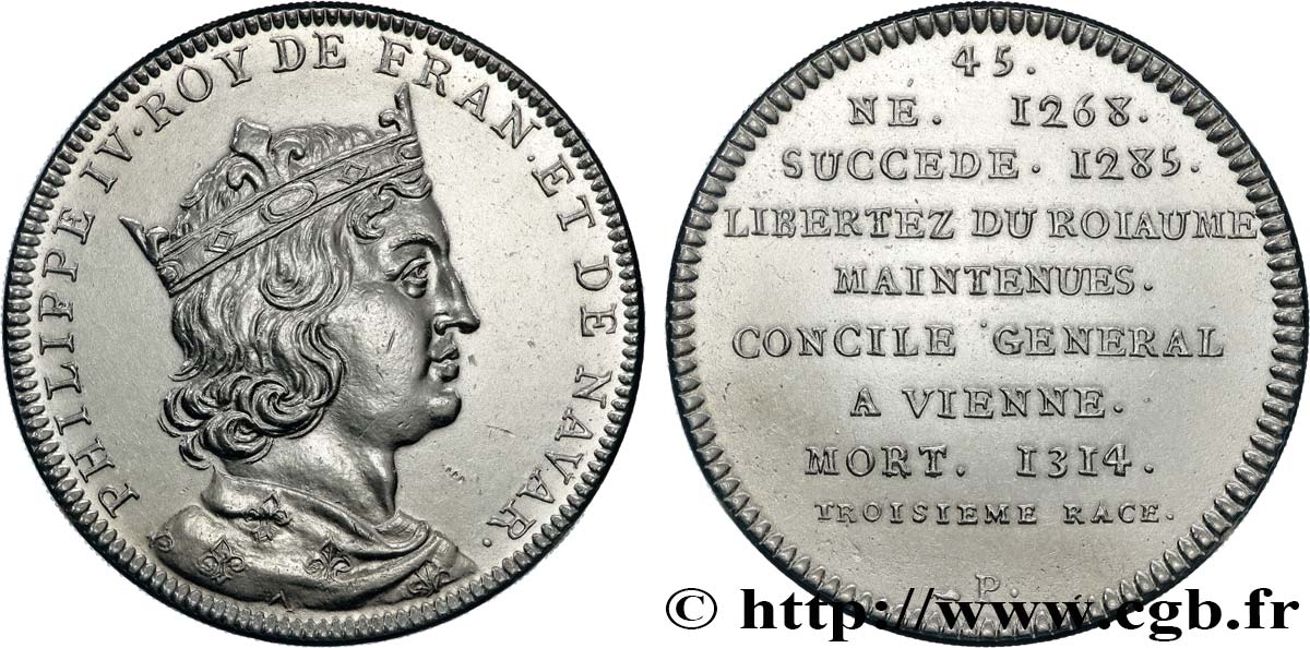 SÉRIE MÉTALLIQUE DES ROIS DE FRANCE Médaille, Philippe IV Le Bel SUP