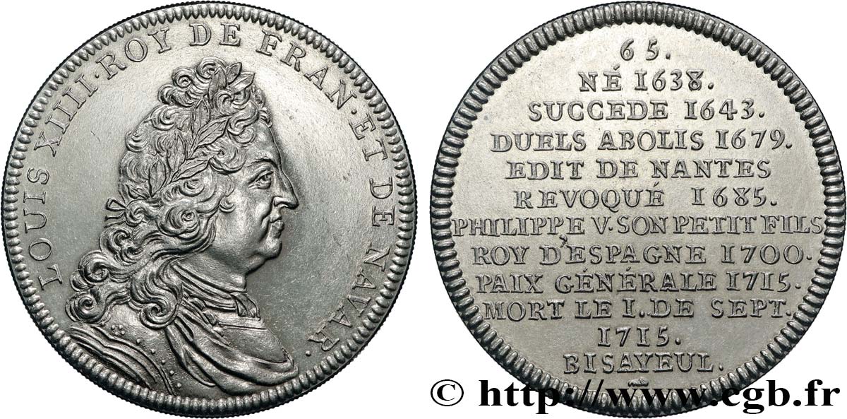 SÉRIE MÉTALLIQUE DES ROIS DE FRANCE Médaille, Louis XIV SUP