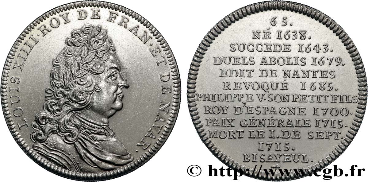 SÉRIE MÉTALLIQUE DES ROIS DE FRANCE Médaille, Louis XIV SUP