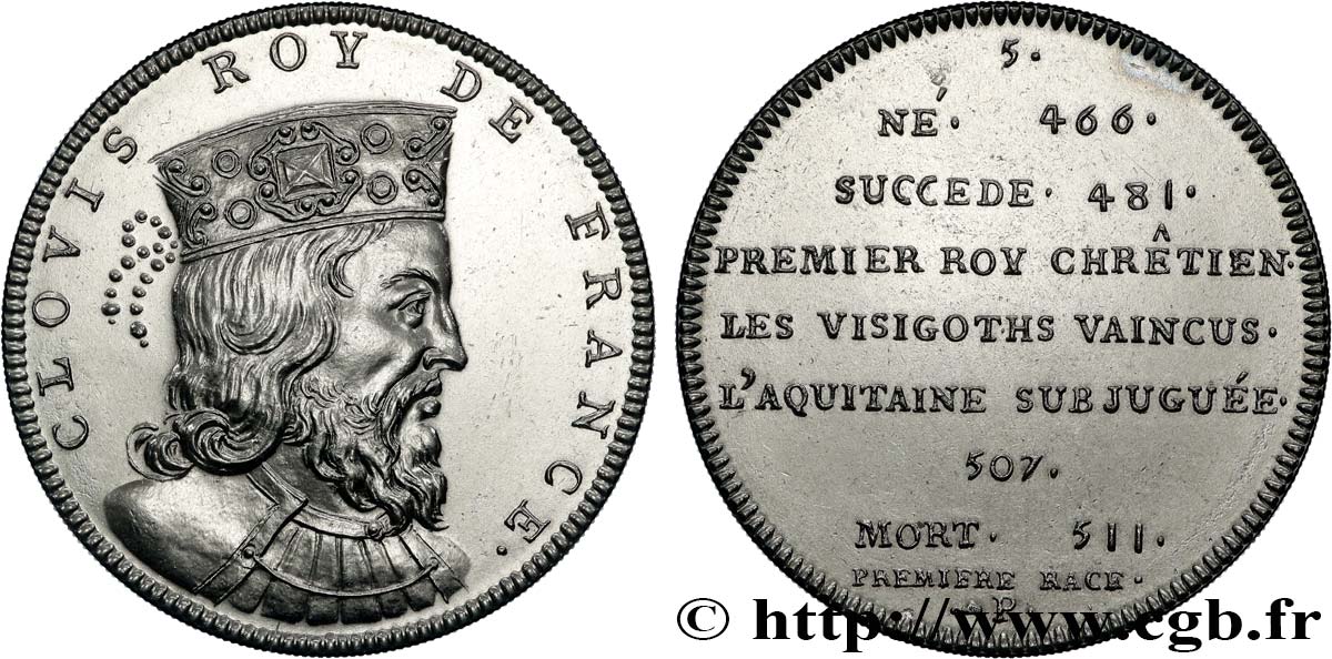 SÉRIE MÉTALLIQUE DES ROIS DE FRANCE Médaille, Clovis AU