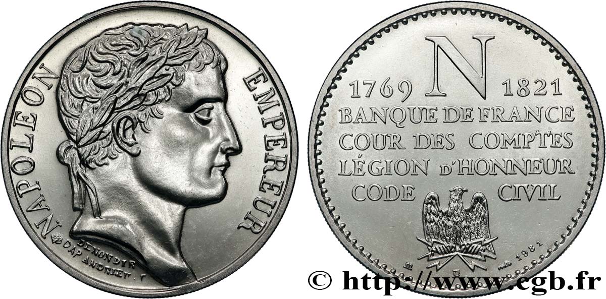 SÉRIE MÉTALLIQUE DES ROIS DE FRANCE Médaille, Napoléon Empereur, Banque de France SUP
