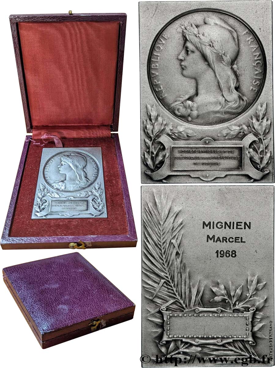 TROISIÈME RÉPUBLIQUE Plaquette, Société amicale et de prévoyance de la préfecture de police TTB+