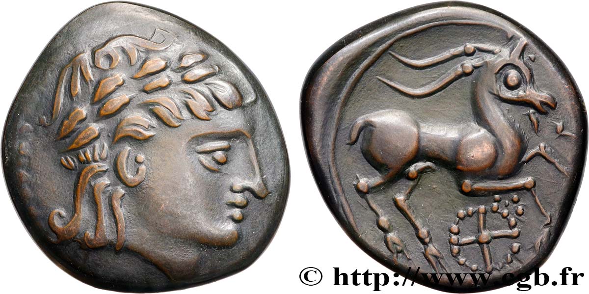 GALLIA - ALLOBROGES (Area of the Dauphiny) Médaille, Reproduction du Denier au cervidé et à la roue, tête à droite, n°260 AU