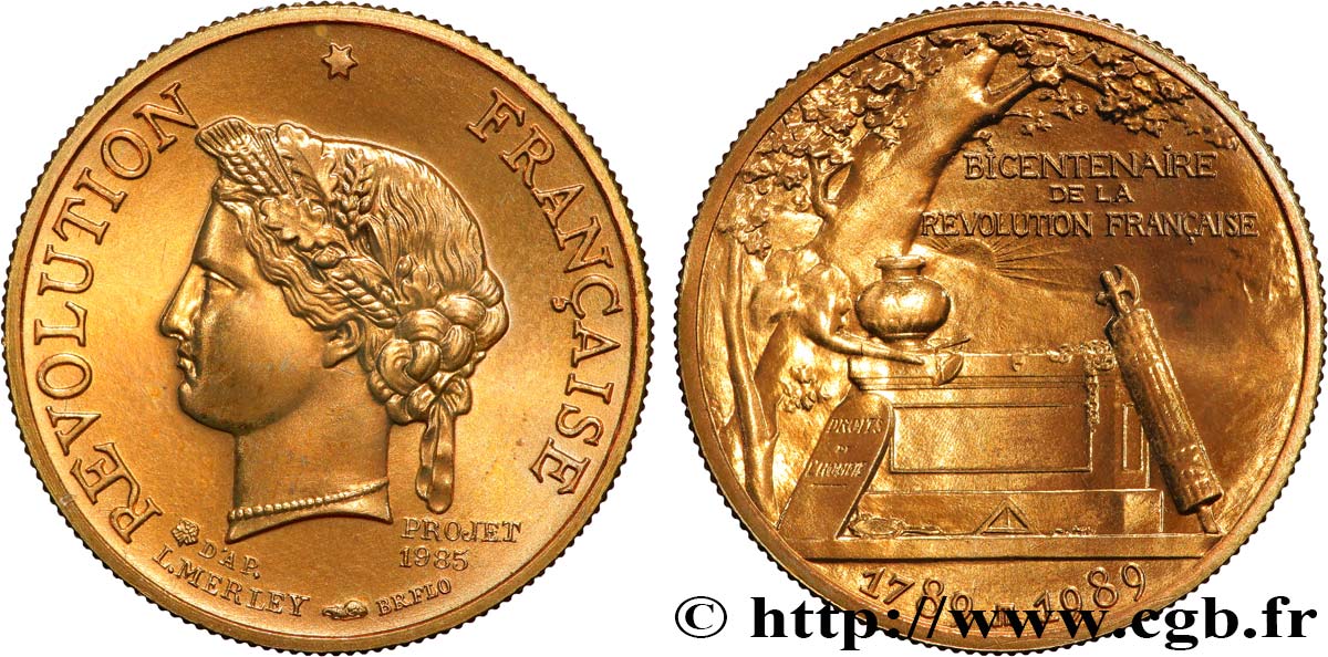 V REPUBLIC Médaille, Bicentenaire de la Révolution Française AU