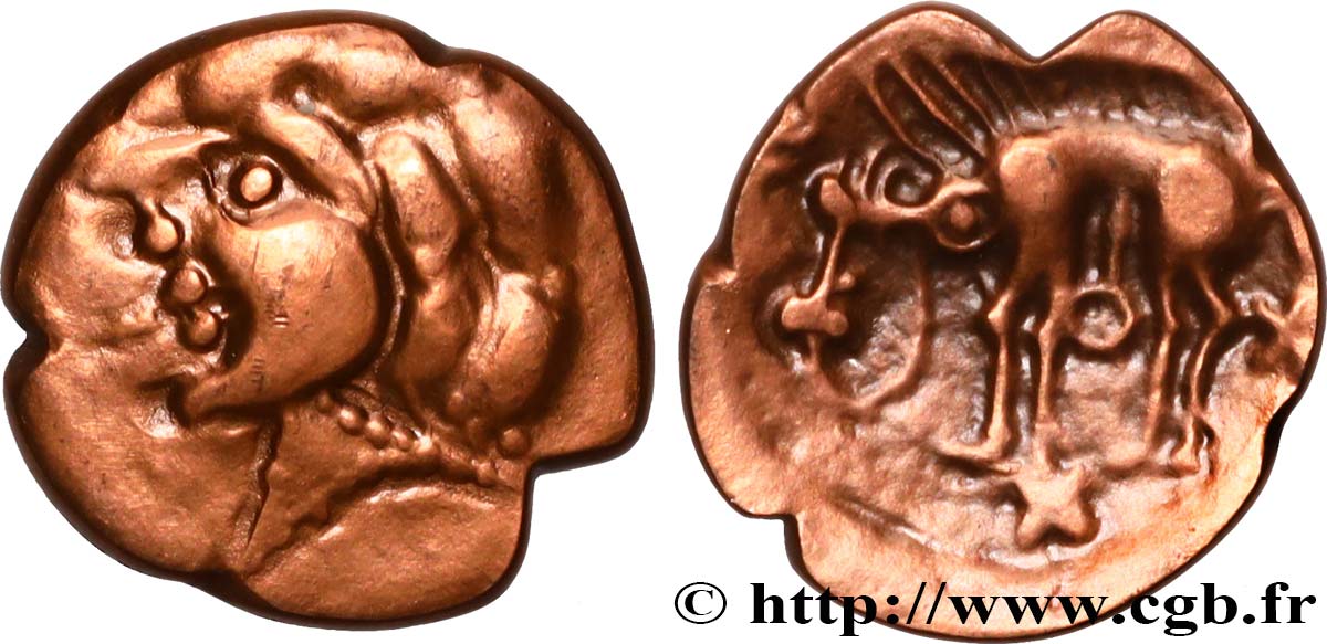 GALLIA SUDOVESTE DELLA GALLIA - PETROCORII (Regione di Perigueux) Médaille, Reproduction d’un statère type II au profil stylisé, n°149 SPL
