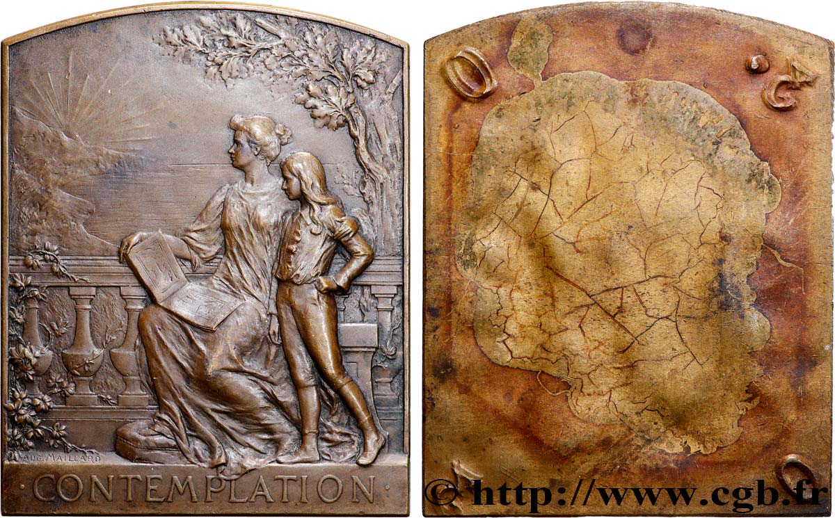 TERZA REPUBBLICA FRANCESE Plaque, Contemplation, tirage uniface (épreuve) q.SPL