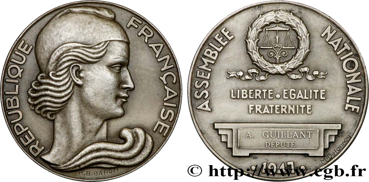 CUARTA REPUBLICA FRANCESA Médaille parlementaire, Assemblée Nationale, député EBC