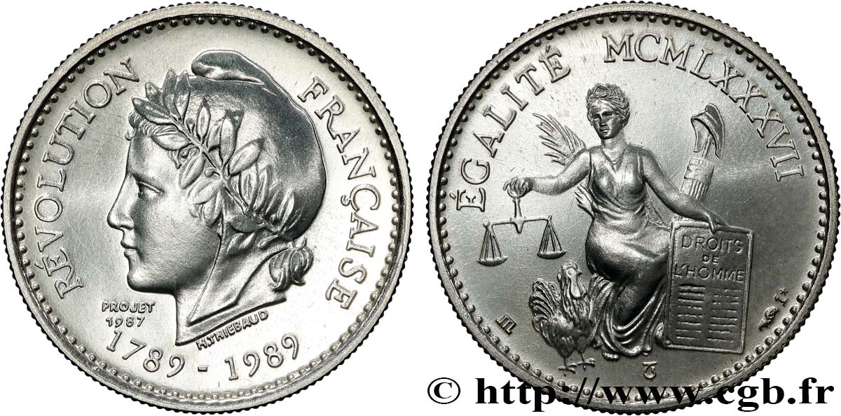 CINQUIÈME RÉPUBLIQUE Médaille, Bicentenaire de la Révolution Française, l’Égalité SUP