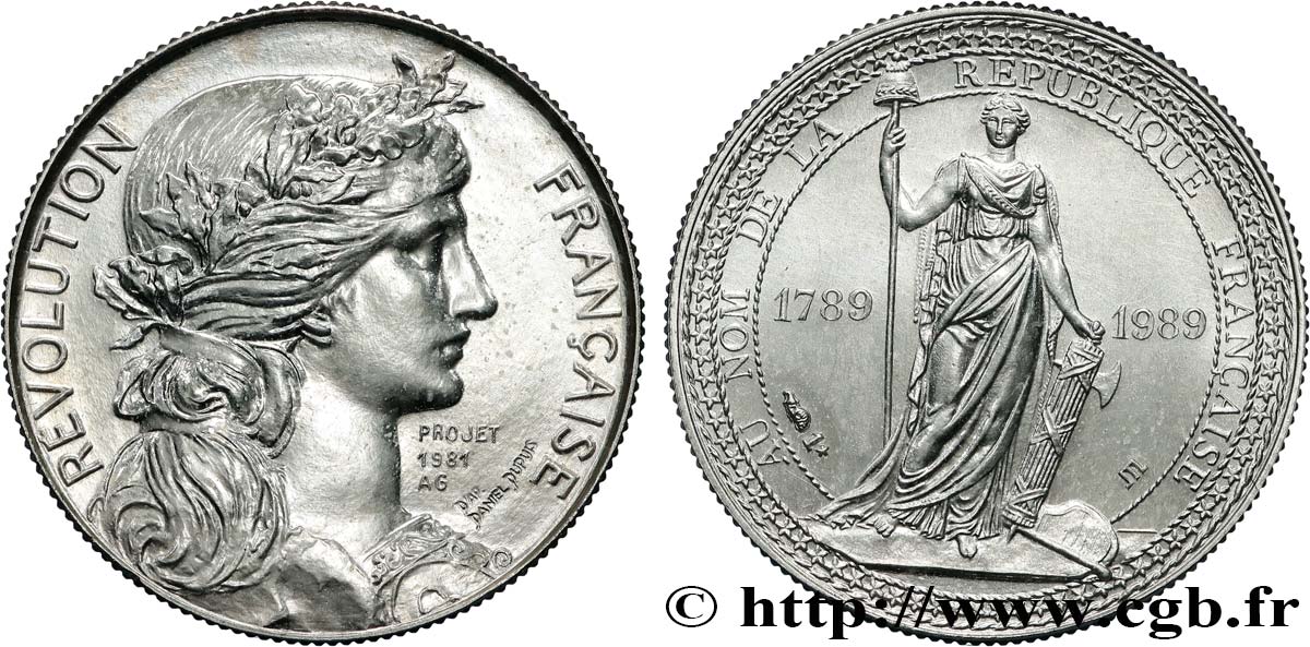 CINQUIÈME RÉPUBLIQUE Médaille, Bicentenaire de la Révolution Française SUP