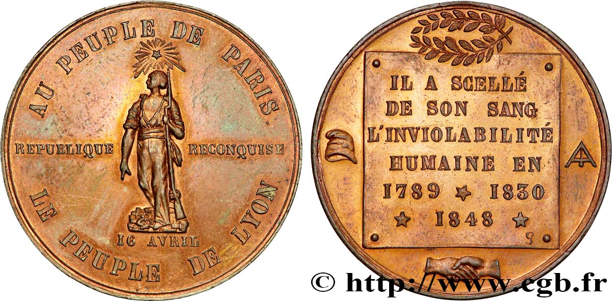 SECOND REPUBLIC Médaille, Au Peuple de Paris AU/AU