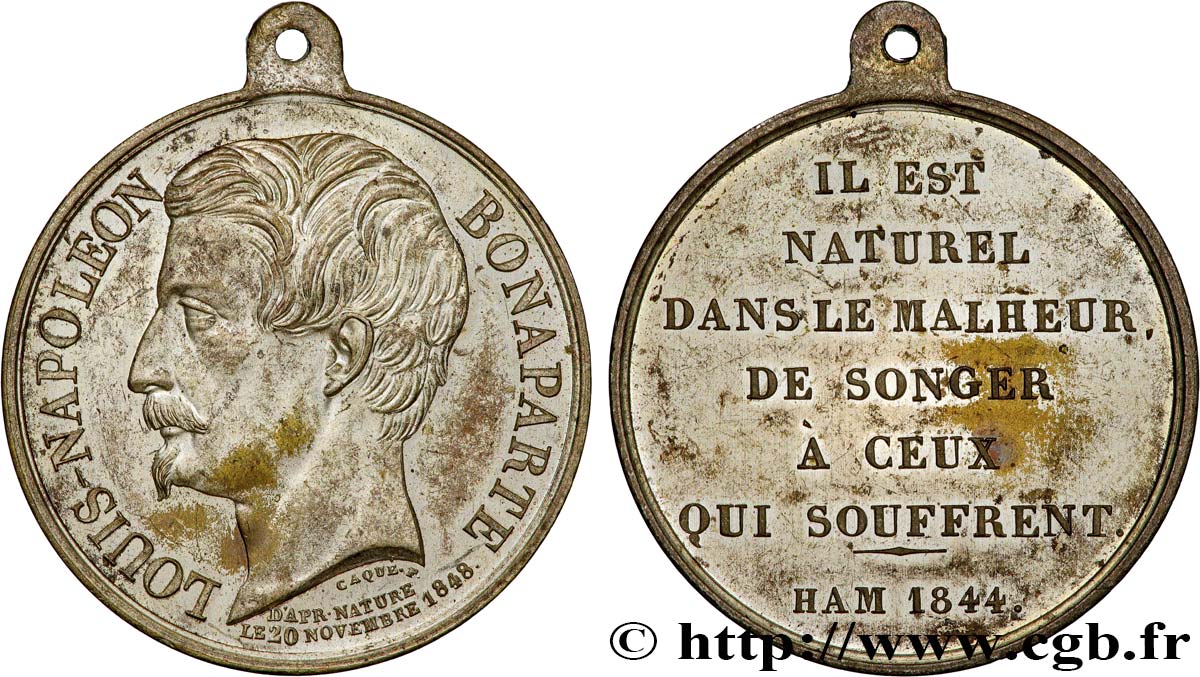 DEUXIÈME RÉPUBLIQUE Médaillette, Souvenir de la captivité de Louis Napoléon Bonaparte q.SPL