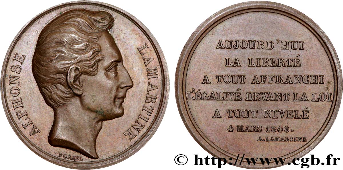 DEUXIÈME RÉPUBLIQUE Médaille, Alphonse Lamartine SUP