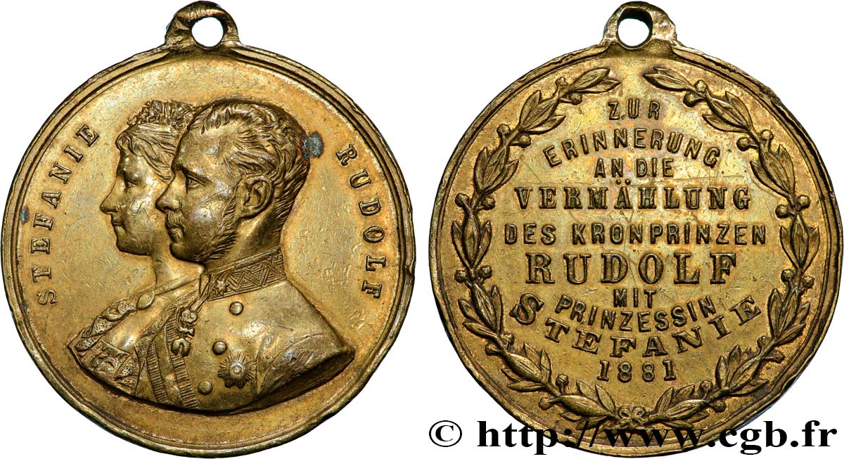 AUTRICHE - FRANÇOIS-JOSEPH Ier Médaille, Mariage du prince héritier Rodolphe et Stéphanie de Belgique TTB