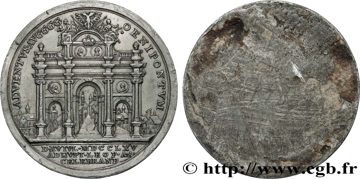 ALLEMAGNE - AUGSBOURG - FRANÇOIS Ier DE LORRAINE Médaille, Arrivée de la famille impériale pour le mariage de l’archiduc Léopold II et Maria Ludovika SS/fVZ