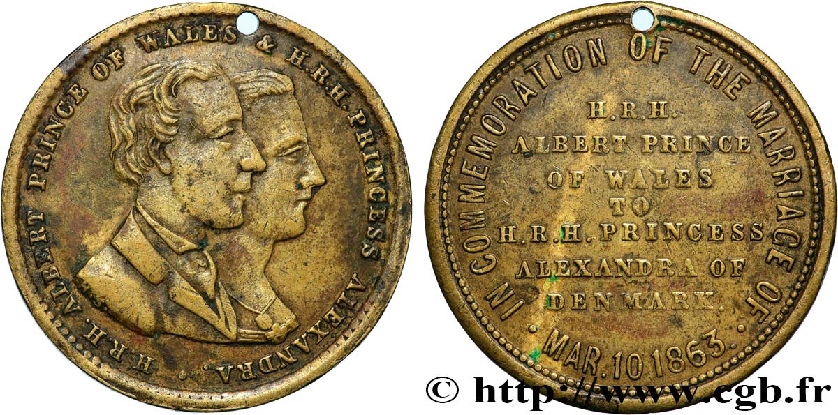 REGNO UNITO Médaille, Mariage du Prince de Galles, Albert-Edouard, et Alexandra du Danemark q.BB