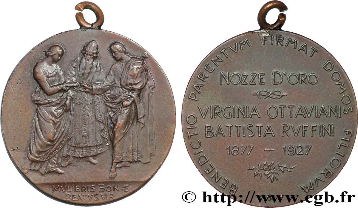 ITALIA - REINO DE ITALIA - VÍCTOR-MANUEL III Médaille, Noces d’or MBC+