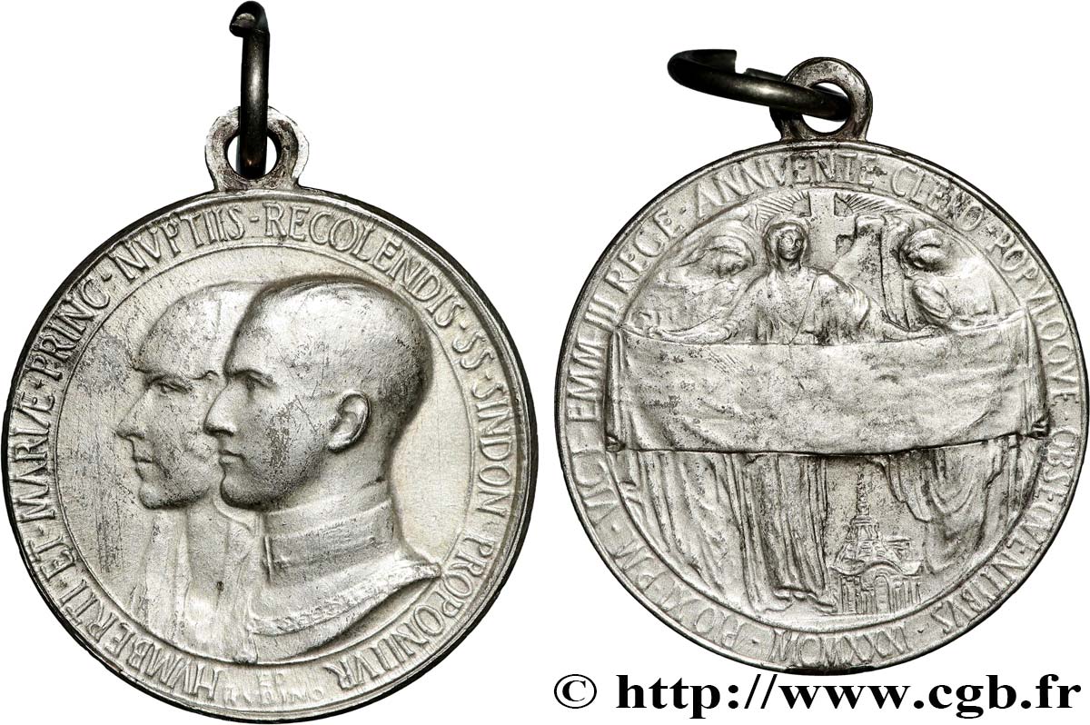 ITALIE - ROYAUME D ITALIE - VICTOR-EMMANUEL III Médaille, Noces de coton du prince Humbert et de la princesse Marie TTB
