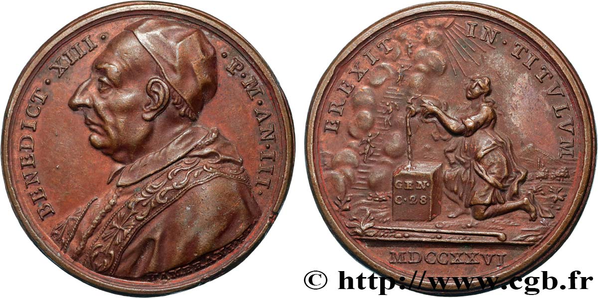 ITALIA - ESTADOS PONTIFICIOS - BENEDICTO XIII (Pietro Francesco Orsini) Médaille, Consécrations jubilaires MBC+
