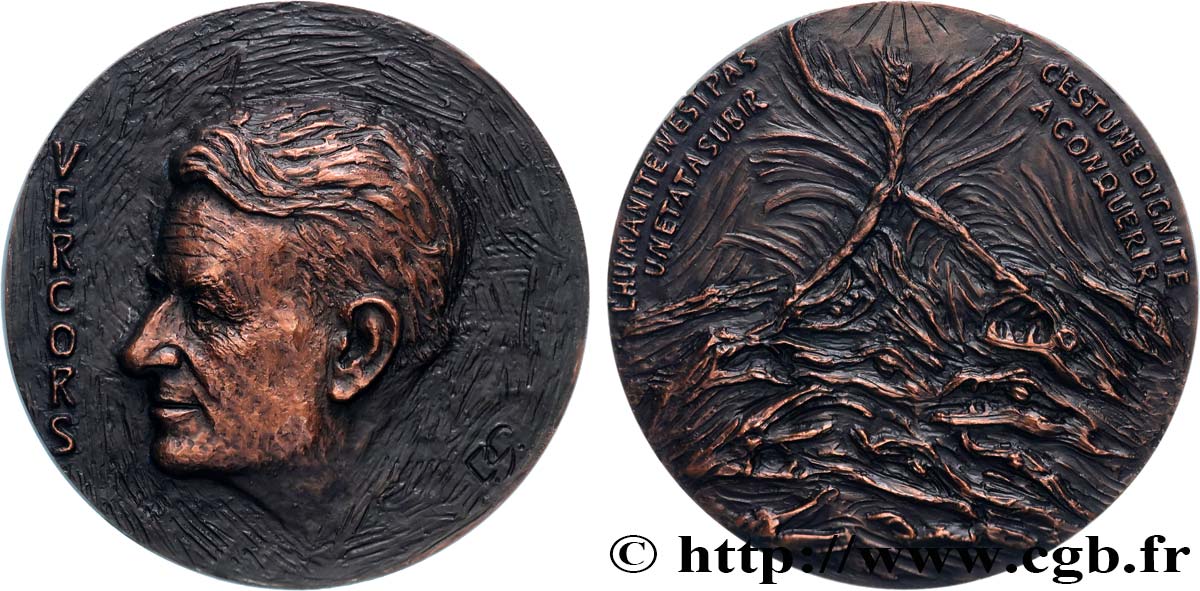 LITERATURE : WRITERS - POETS Médaille, Jean Bruller, Vercors, n°1 EBC