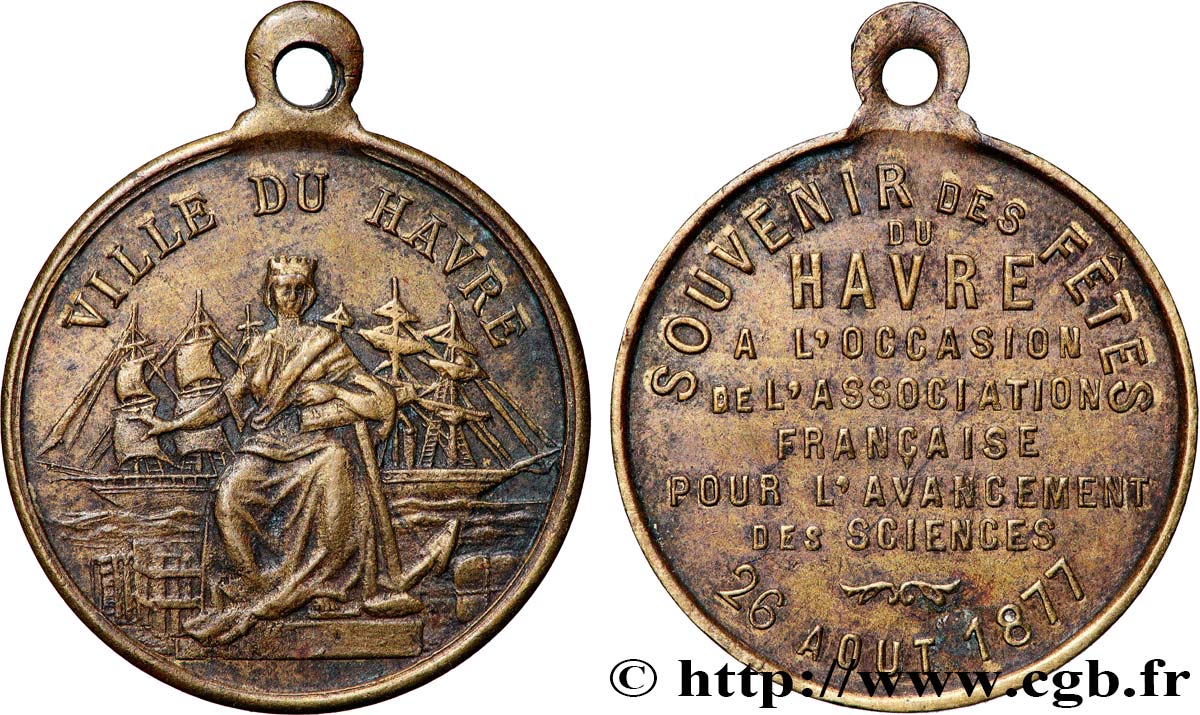 TERZA REPUBBLICA FRANCESE Médaille, Souvenir des fêtes du Havre BB