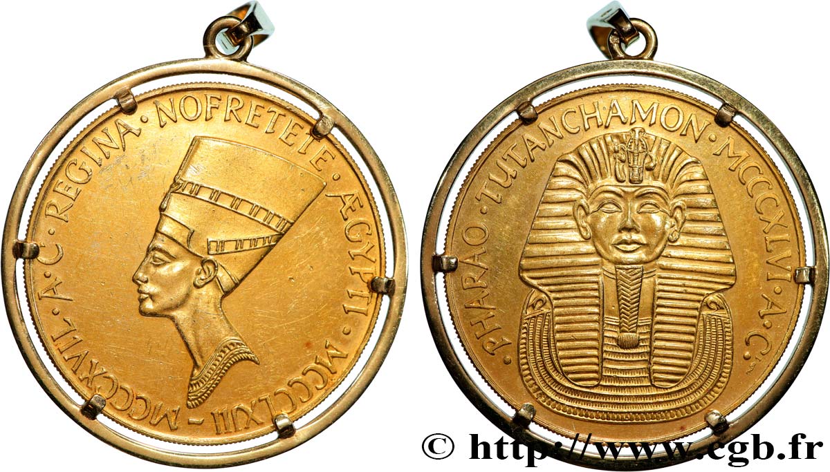 EGYPT Médaille, Reine Nefertiti et Toutânkhamon AU