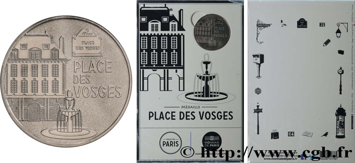 MÉDAILLES TOURISTIQUES Médaille touristique, Cartelette de Paris, Place des Vosges SUP