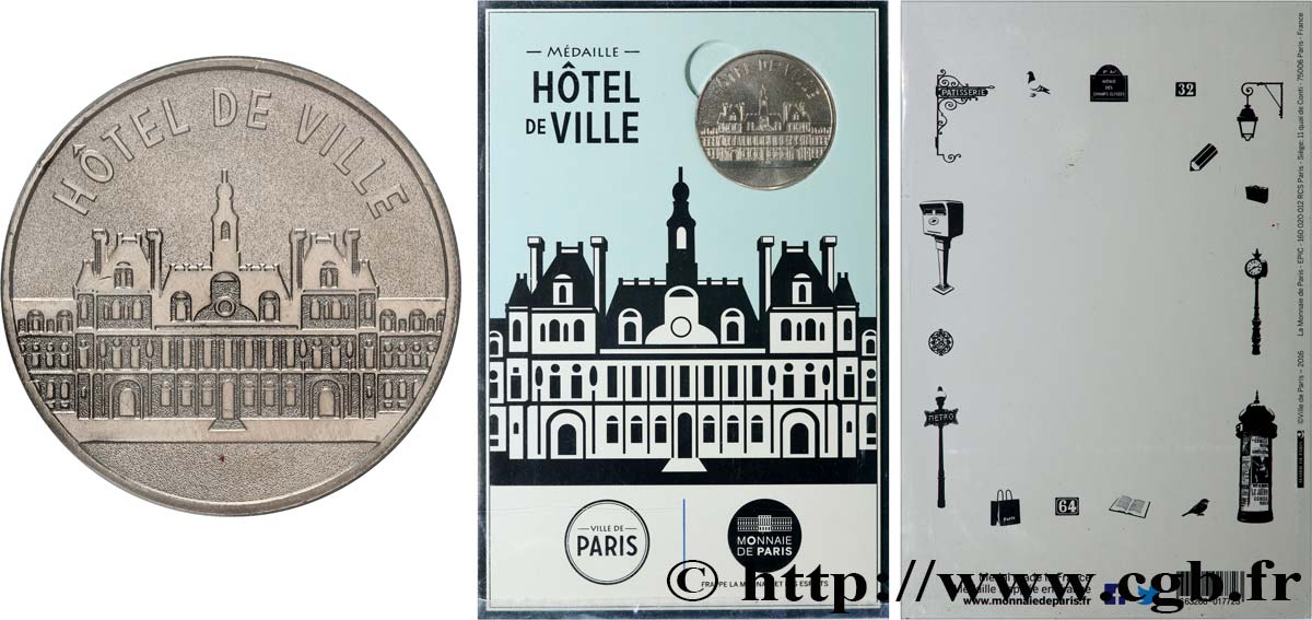 MÉDAILLES TOURISTIQUES Médaille touristique, Cartelette de Paris, Hôtel de ville SUP