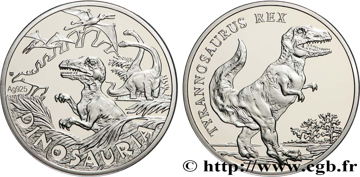 CINQUIÈME RÉPUBLIQUE Médaille, Dinosauria, Tyranaurus Rex SPL