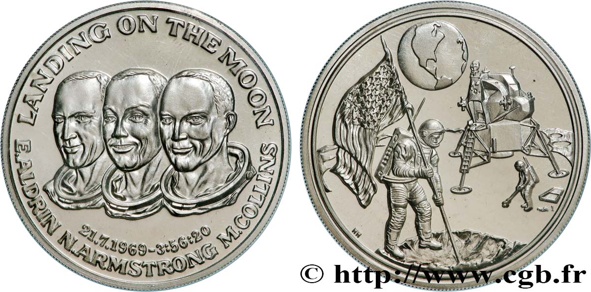 CONQUÊTE DE L&nbsp;ESPACE - EXPLORATION SPATIALE Médaille d’Apollo 11 - Landing on the Moon SUP