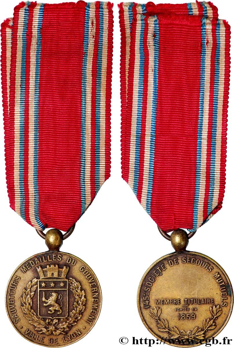 ASSURANCES Médaille, Société de Secours Mutuels, Sauveteurs TTB+