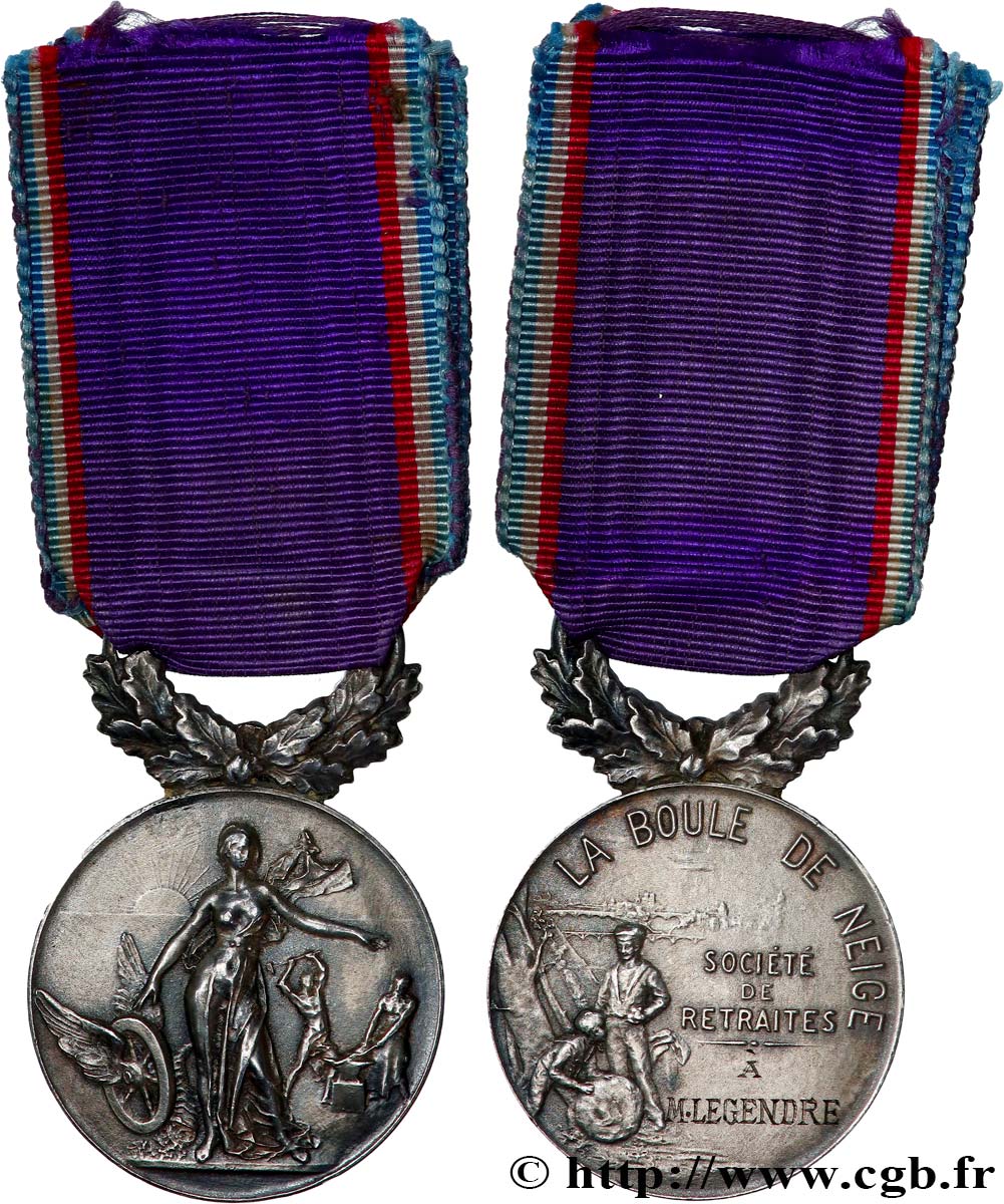 ASSURANCES Médaille, Boule de neige, Société de retraites TTB+