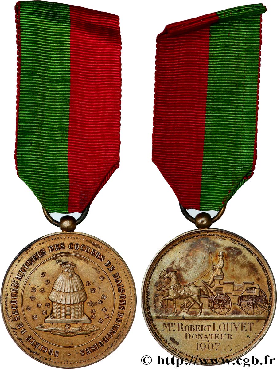 ASSURANCES Médaille, Société de secours mutuels des cochers des maisons bourgeoises TTB+