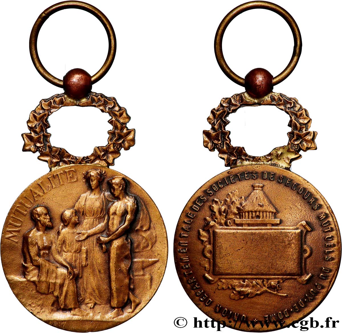 INSURANCES Médaille, Mutualité, Union départementale des sociétés de secours mutuels AU