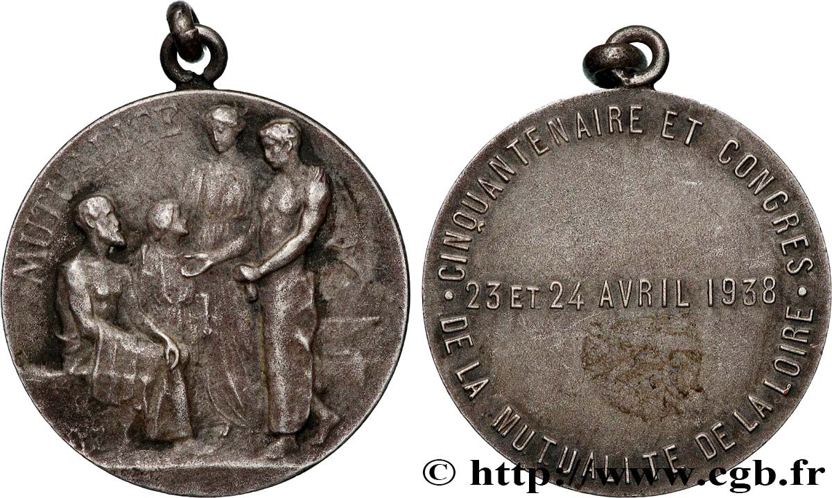 LES ASSURANCES Médaille, Mutualité, Cinquantenaire et congrès de la mutualité de la Loire SS