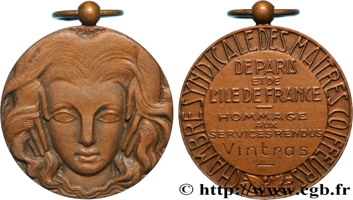 ASSOCIATIONS PROFESSIONNELLES - SYNDICATS Médaille, Chambre syndicale des maîtres coiffeurs de Paris et d’Ile-de-France TTB+