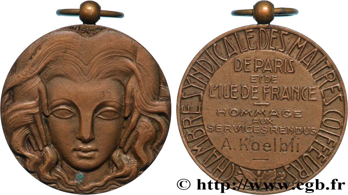 ASSOCIATIONS PROFESSIONNELLES - SYNDICATS Médaille, Chambre syndicale des maîtres coiffeurs de Paris et d’Ile-de-France TTB+