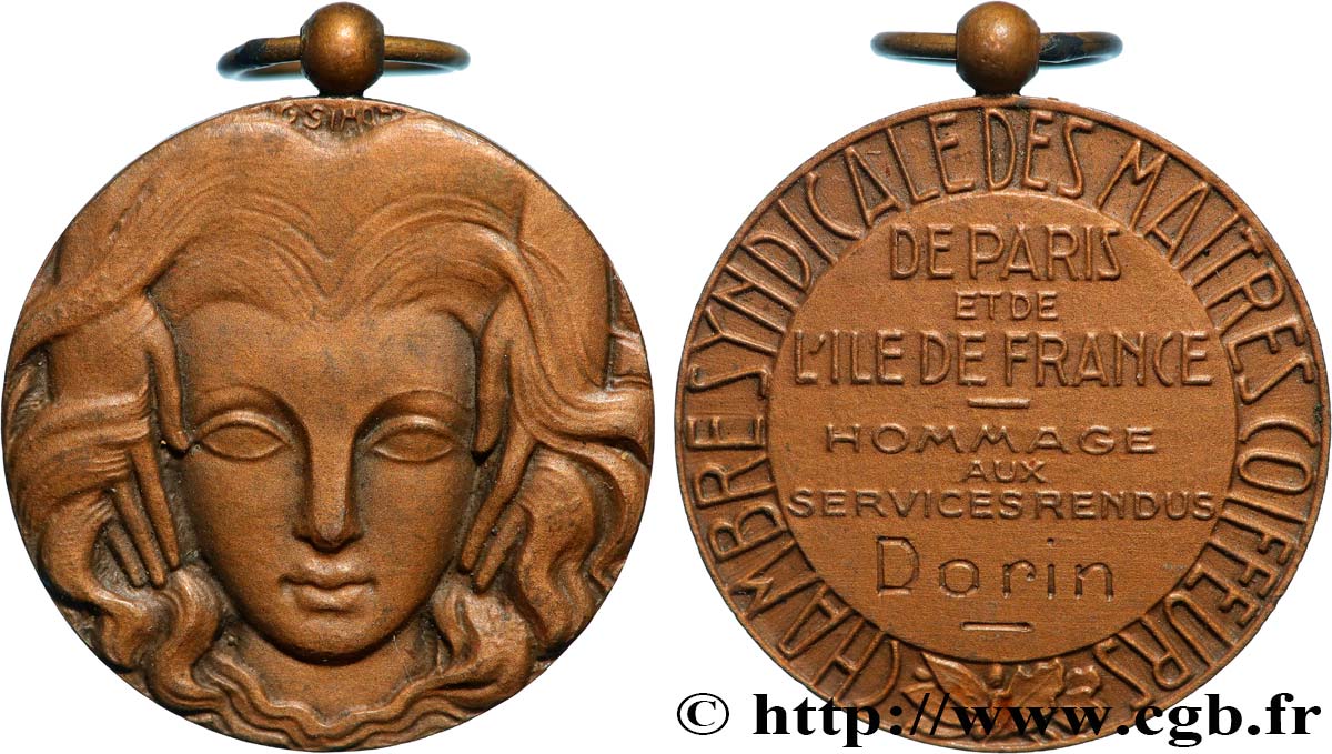 ASSOCIATIONS PROFESSIONNELLES - SYNDICATS Médaille, Chambre syndicale des maîtres coiffeurs de Paris et d’Ile-de-France TTB+