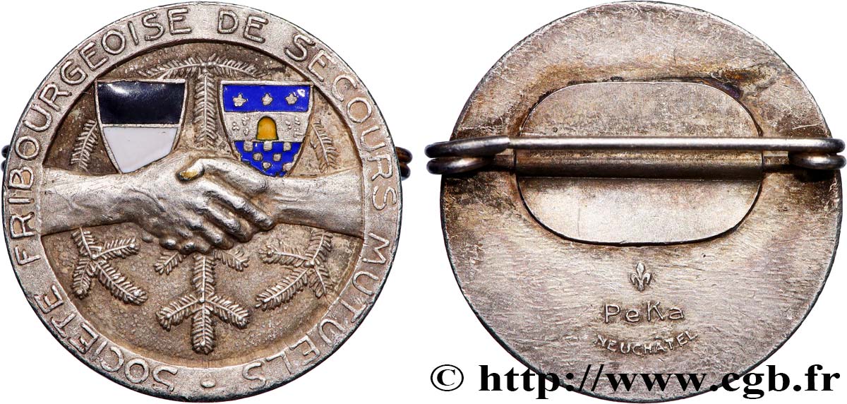 SUIZA - CANTÓN DE FRIBURGO Médaille, Société fribourgeoise de Secours Mutuels EBC