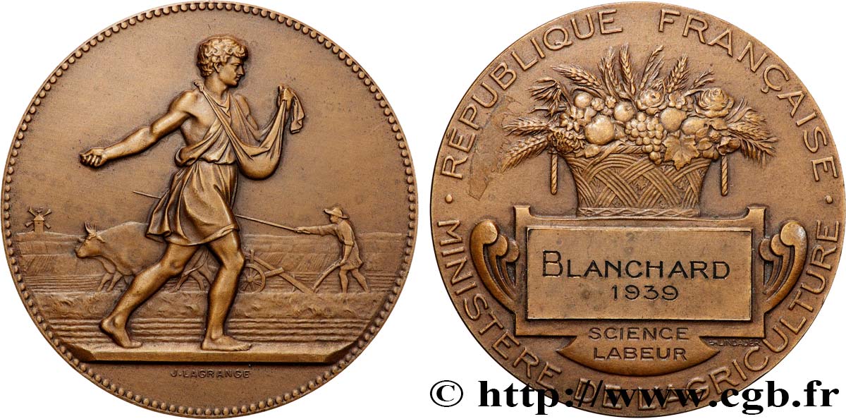TROISIÈME RÉPUBLIQUE Médaille de récompense SUP/TTB+
