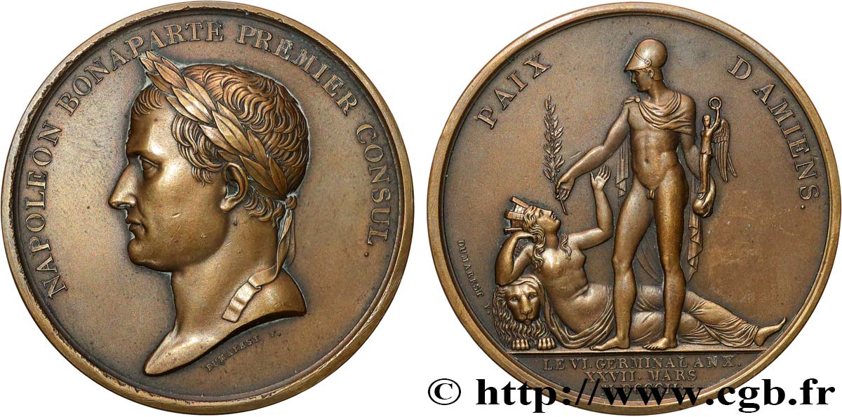 CONSULATE Médaille, Paix d’Amiens, refrappe AU